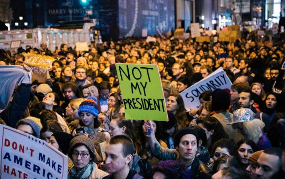 Street protesters reject Trump’s agenda.